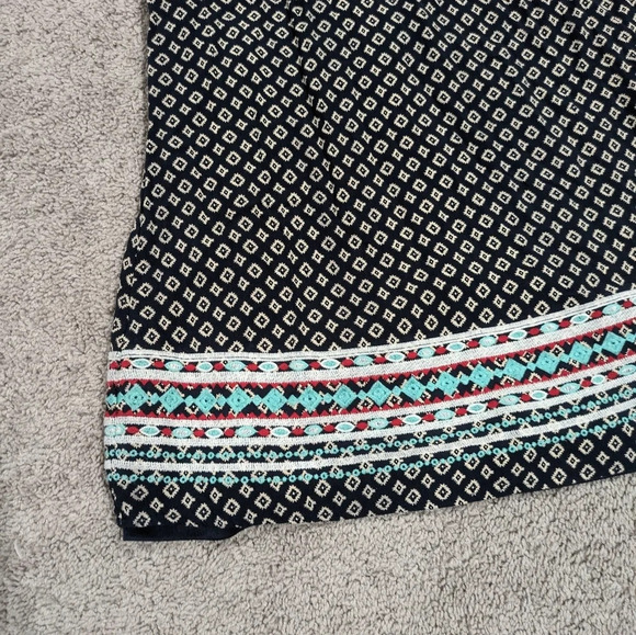 THML Navy Blue Sleeveless Pattern Dress embroidered details Size Medium - Picture 3 of 8